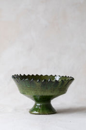 Green Tamegroute Jagged Edge Pedestal Bowl