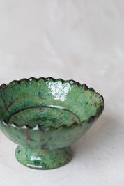 Green Tamegroute Jagged Edge Pedestal Bowl