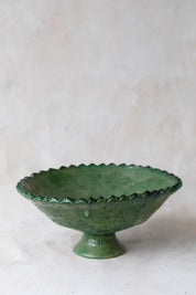 Green Tamegroute Jagged Edge Pedestal Bowl