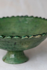 Green Tamegroute Jagged Edge Pedestal Bowl