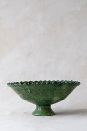Green Tamegroute Jagged Edge Pedestal Bowl
