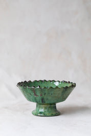 Green Tamegroute Jagged Edge Pedestal Bowl