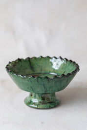 Green Tamegroute Jagged Edge Pedestal Bowl