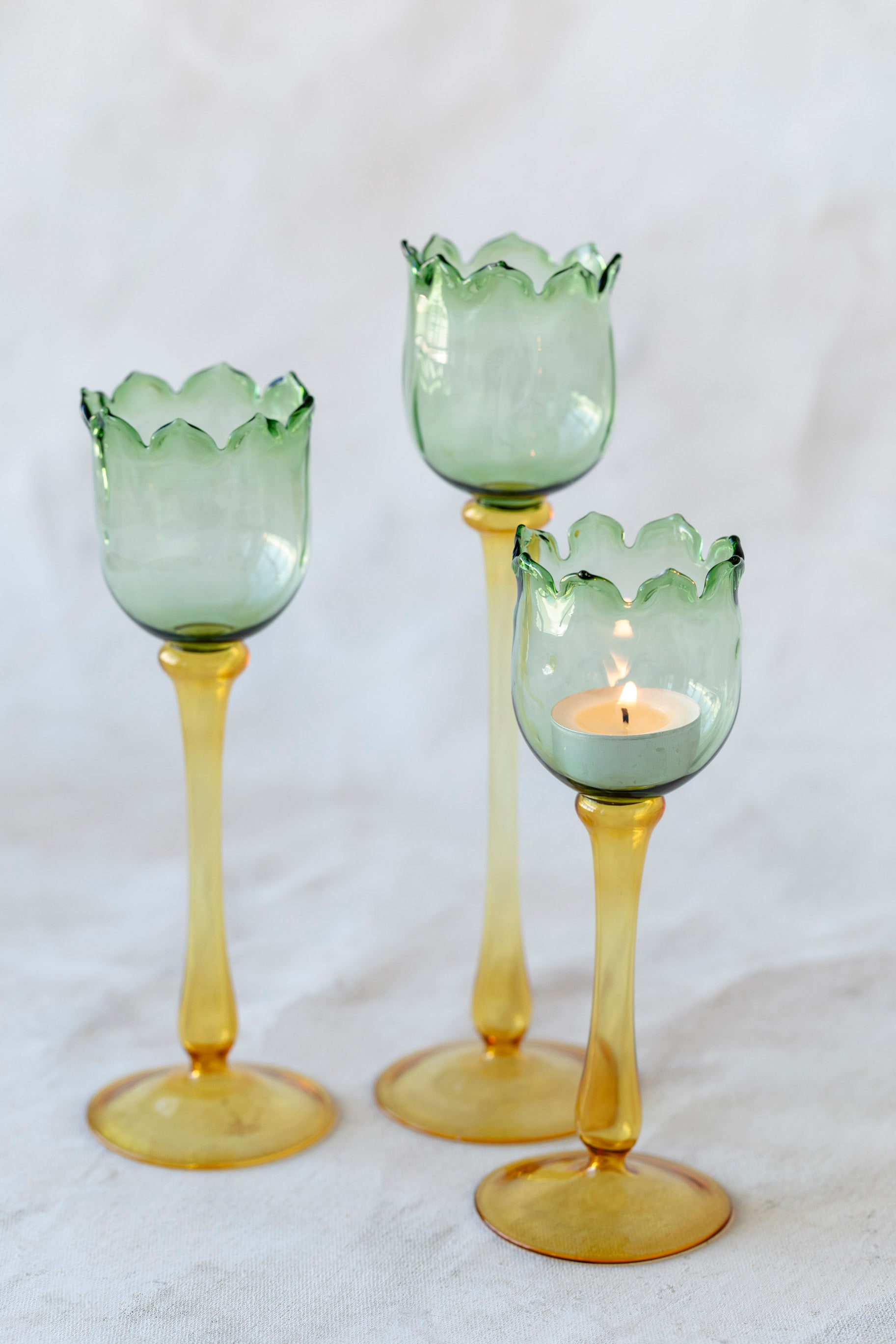Eternal Bloom Candle Holders in Green/Yellow