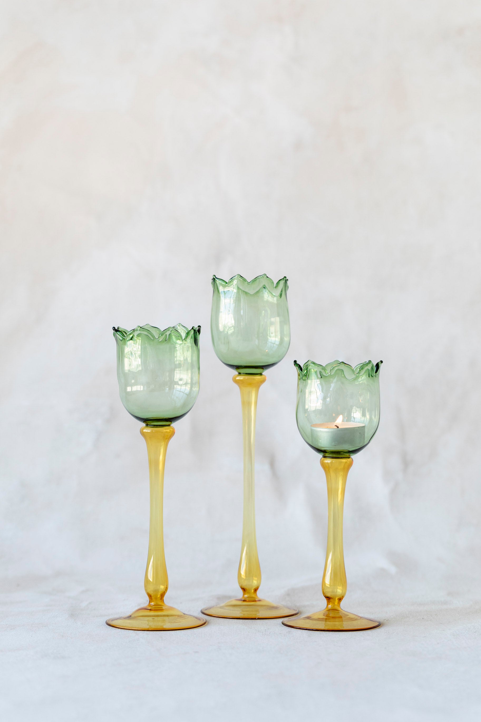 Eternal Bloom Candle Holders in Green/Yellow