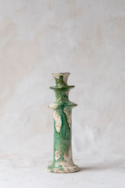 Green Splatter Tamegroute Candlestick Holder