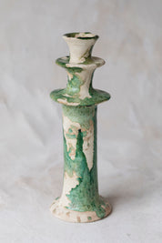 Green Splatter Tamegroute Candlestick Holder