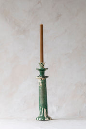 Green Splatter Tamegroute Candlestick Holder