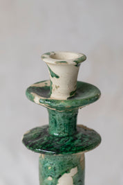 Green Splatter Tamegroute Candlestick Holder