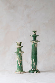 Green Splatter Tamegroute Candlestick Holder