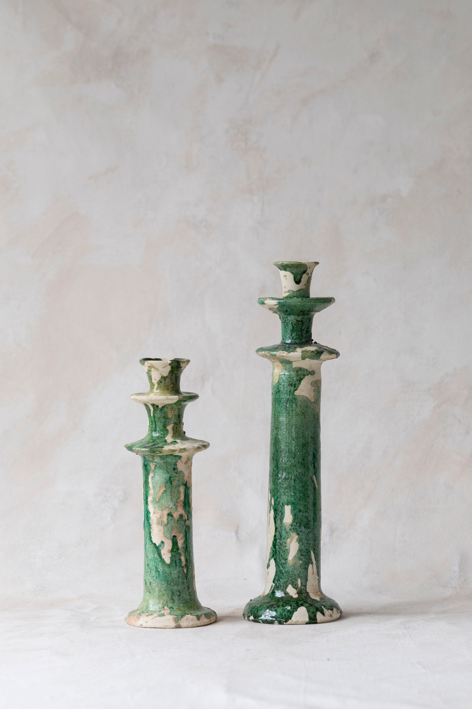 Green Splatter Tamegroute Candlestick Holder
