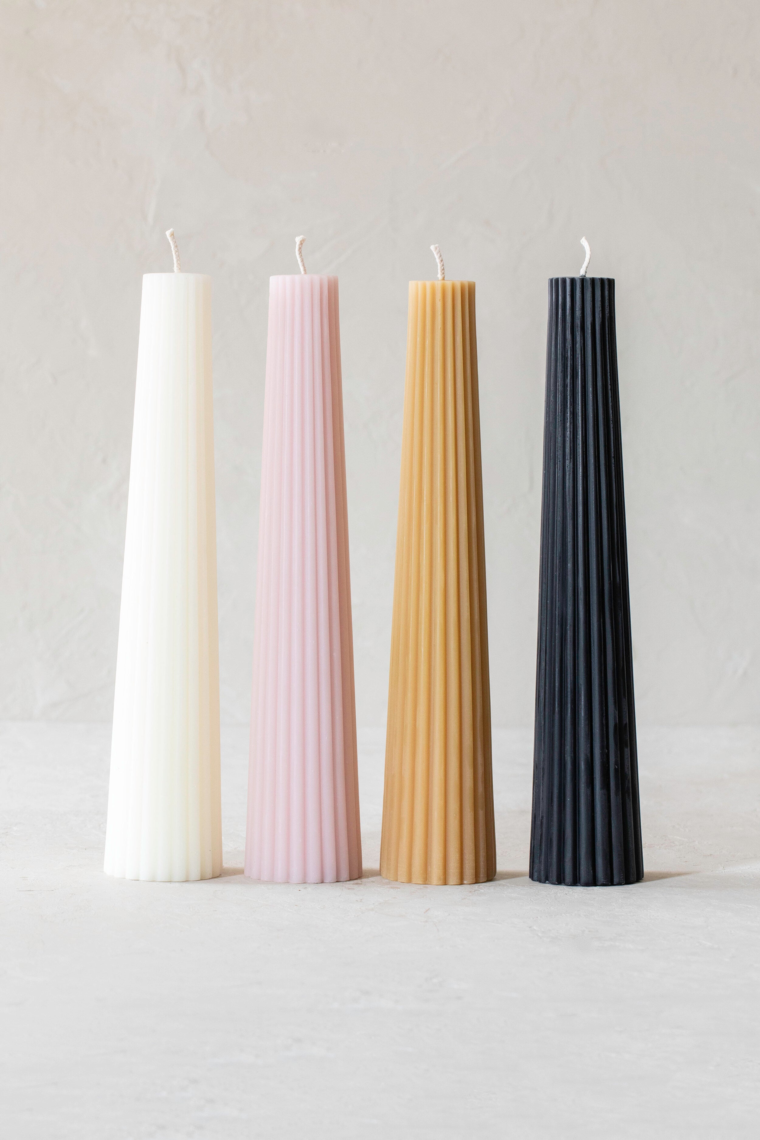 Fluted Beeswax Candles | Pillar Shape/Multiple Colors – Hoppe Shoppe