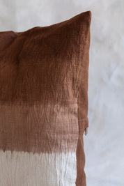Shibori Band Stripe Pillow Cover in Rust