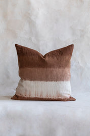 Shibori Band Stripe Pillow Cover in Rust