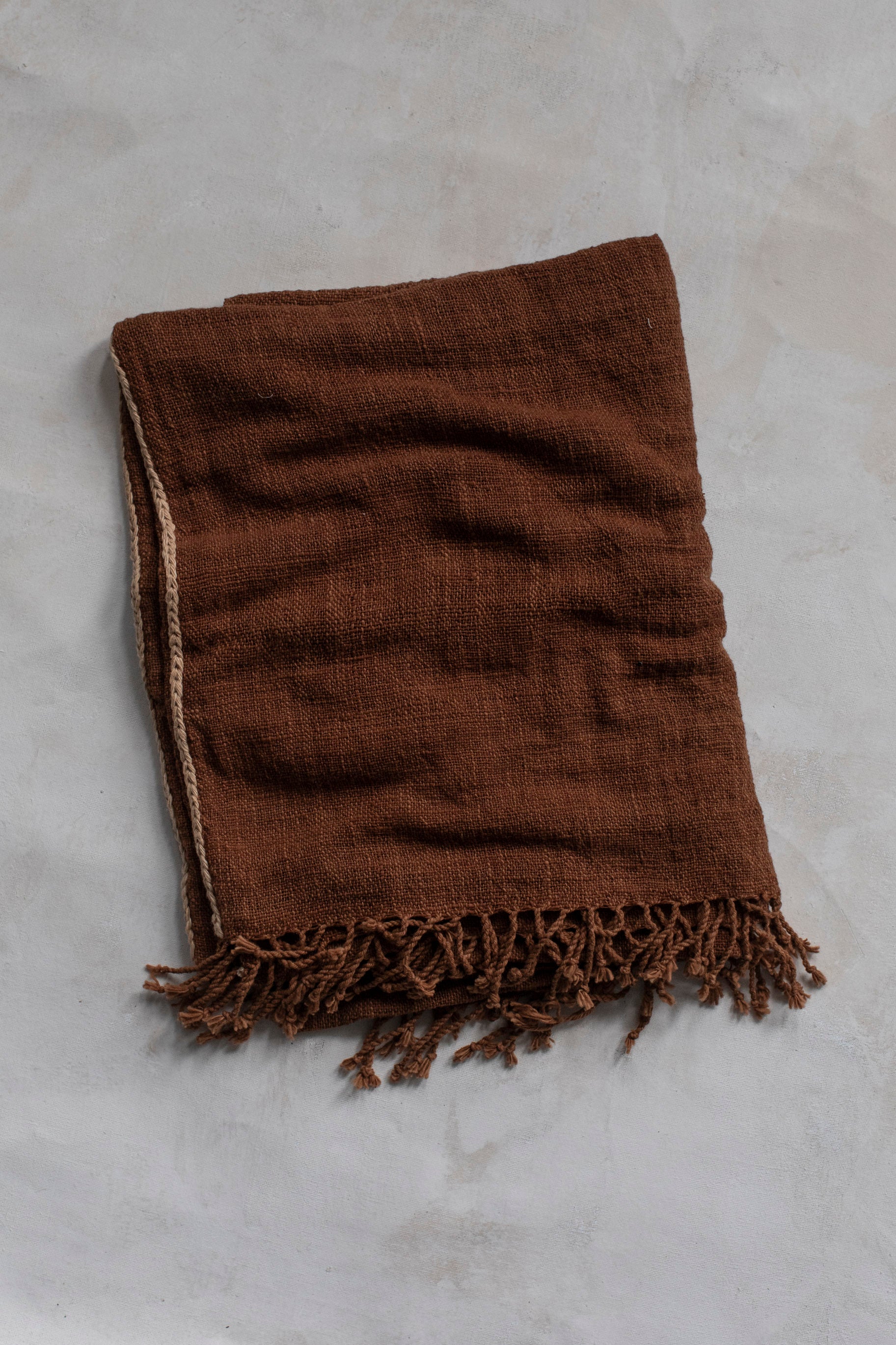 Handspun Stitched Throw in  Terracotta