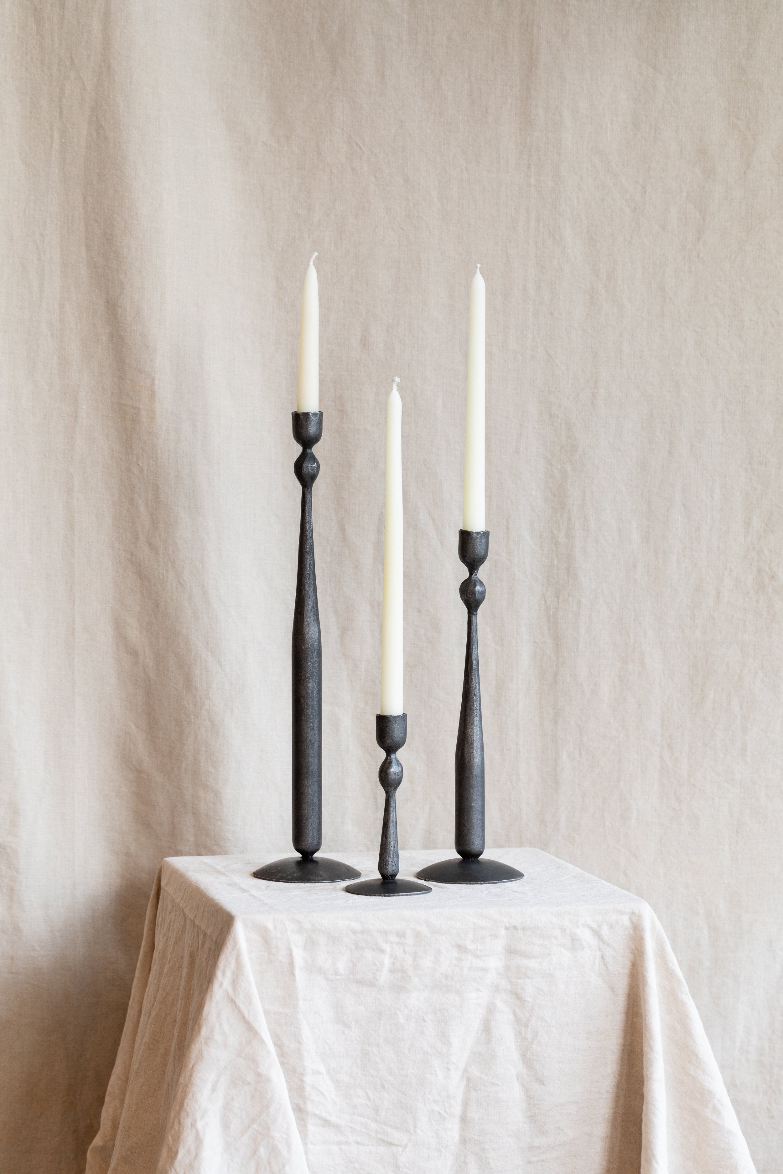 Forged Iron Ball Candle Holders
