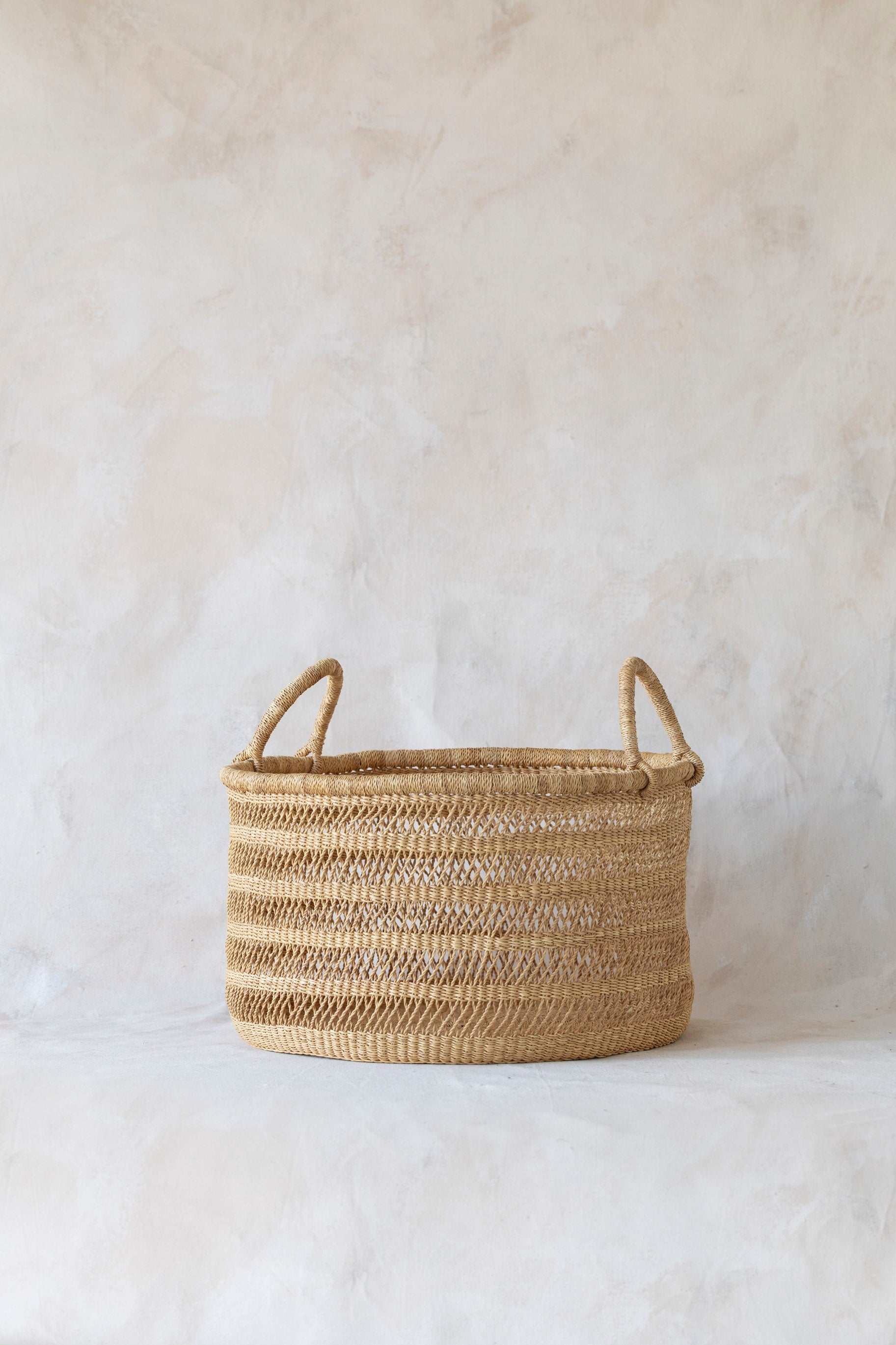 Lace Weave Floor Basket with Handles