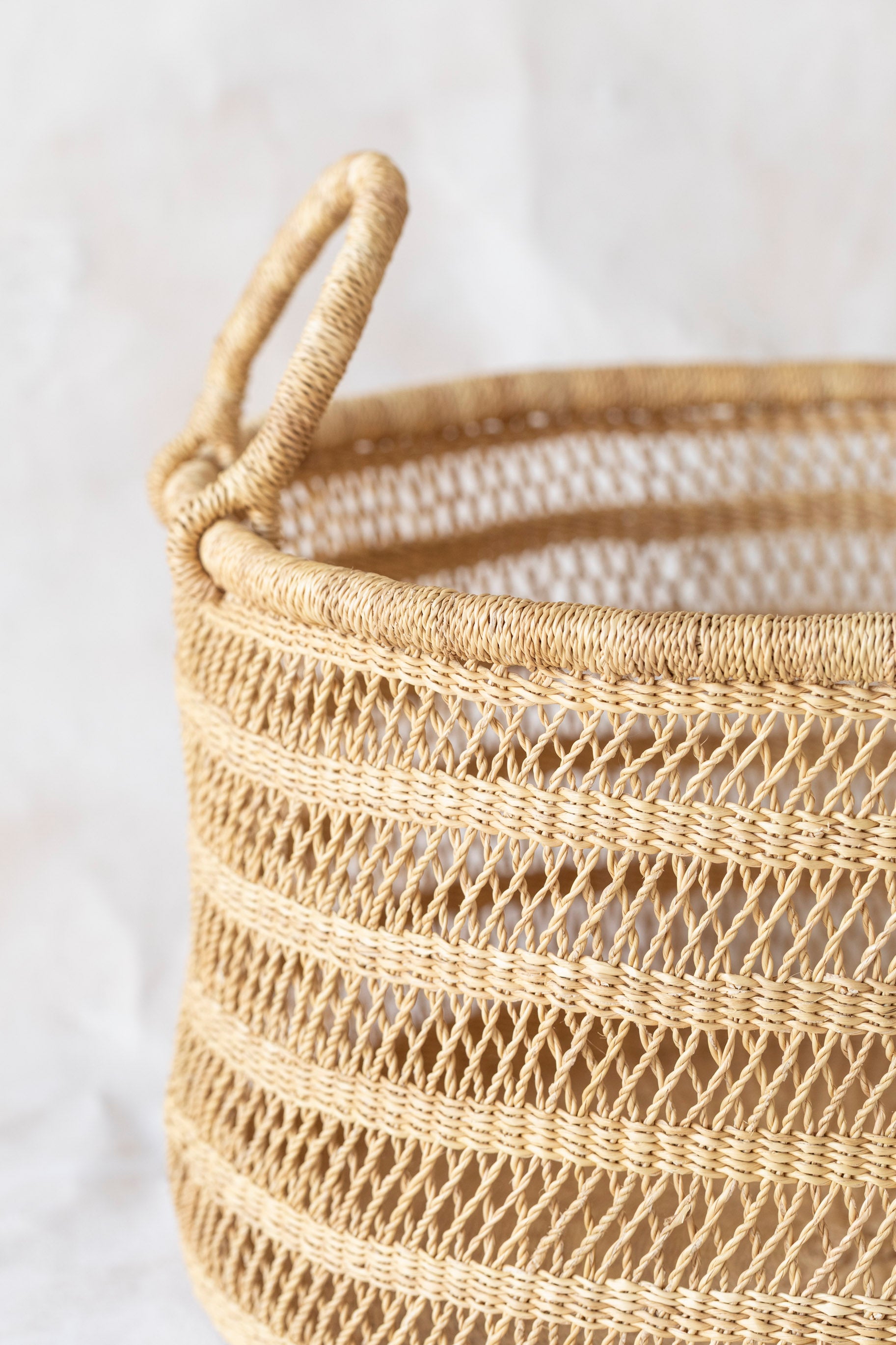 Lace Weave Floor Basket with Handles