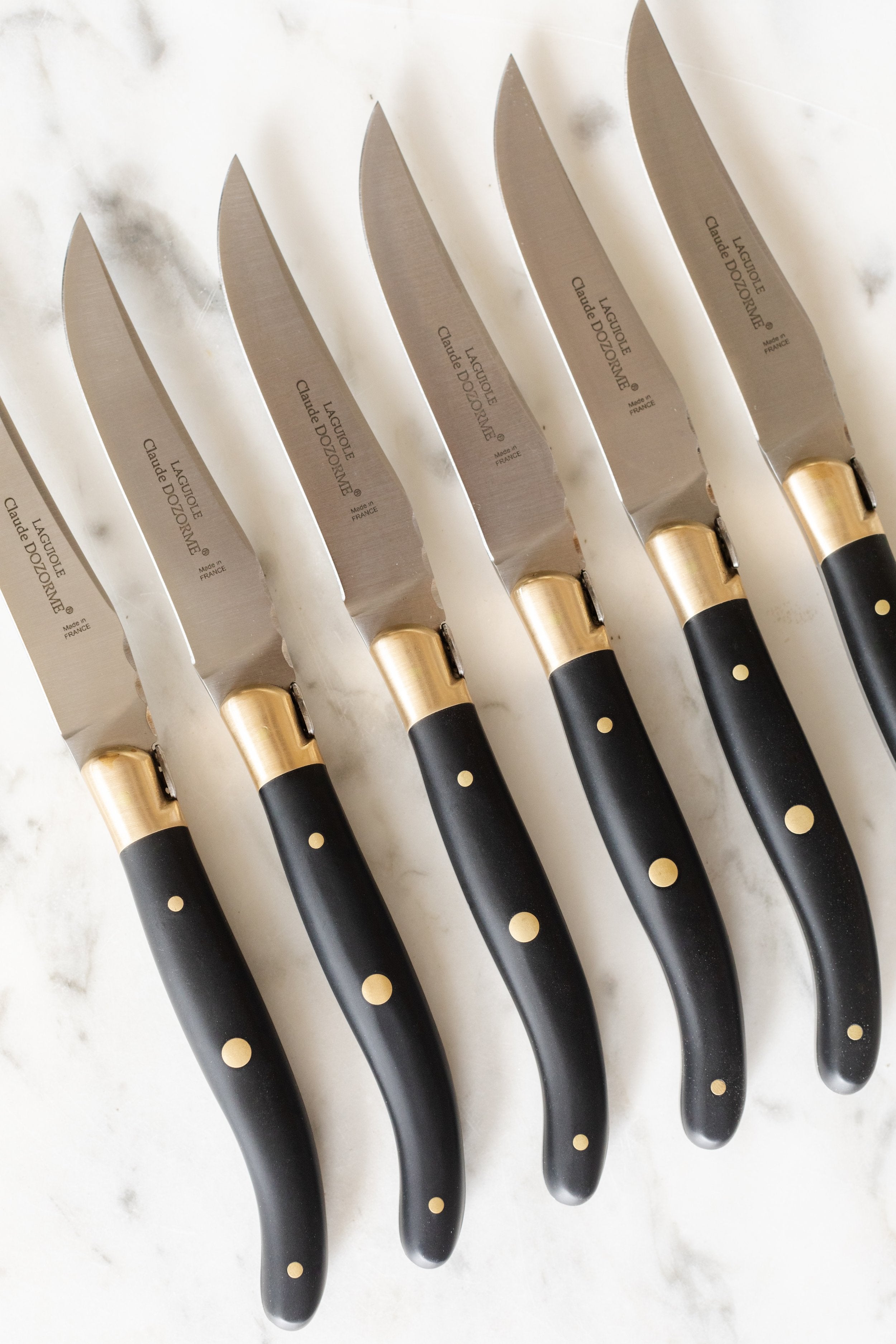 Claude Dozorme Laguiole Matte Black Knives | Steak Knives