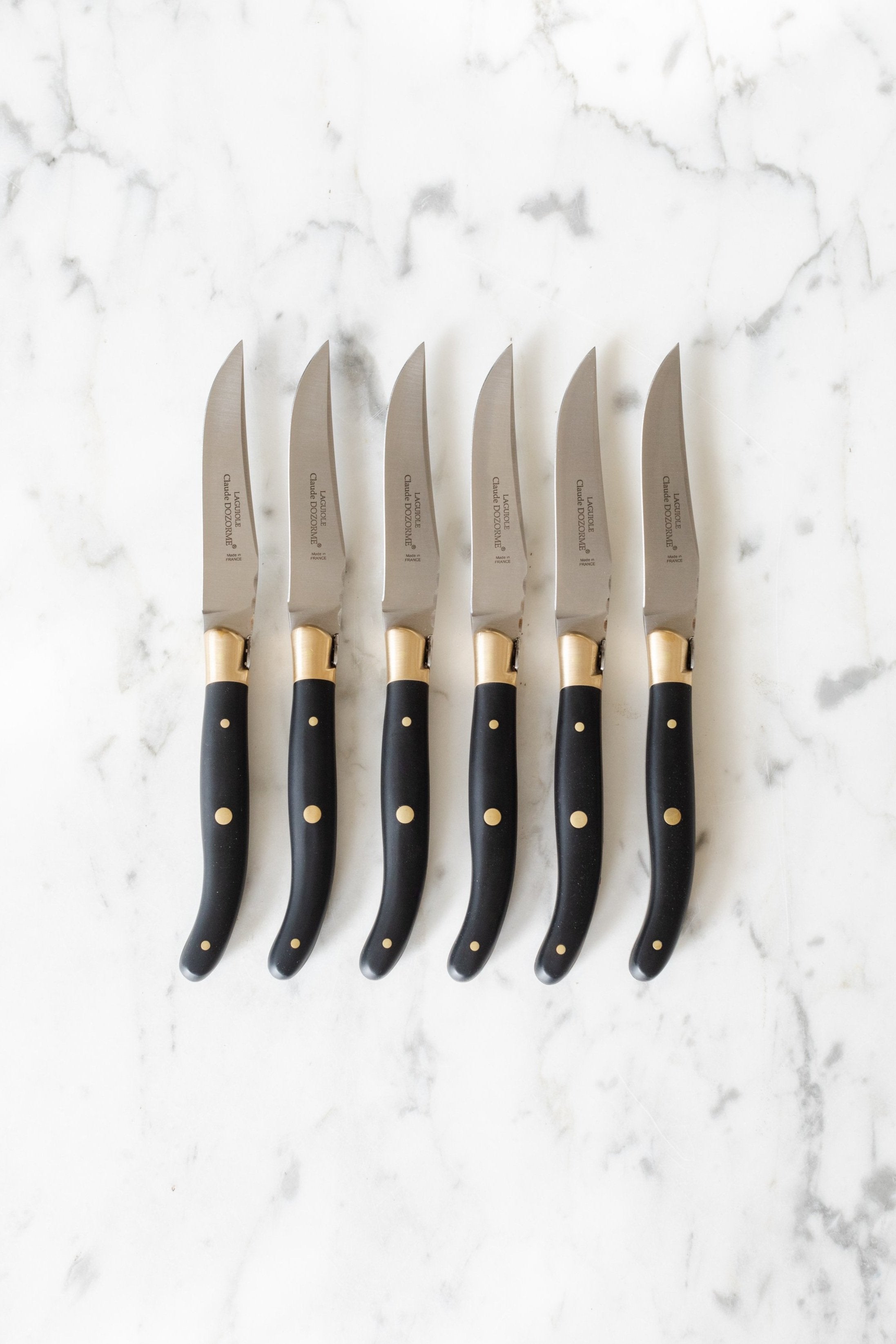 Claude Dozorme Laguiole Matte Black Knives | Steak Knives | Made