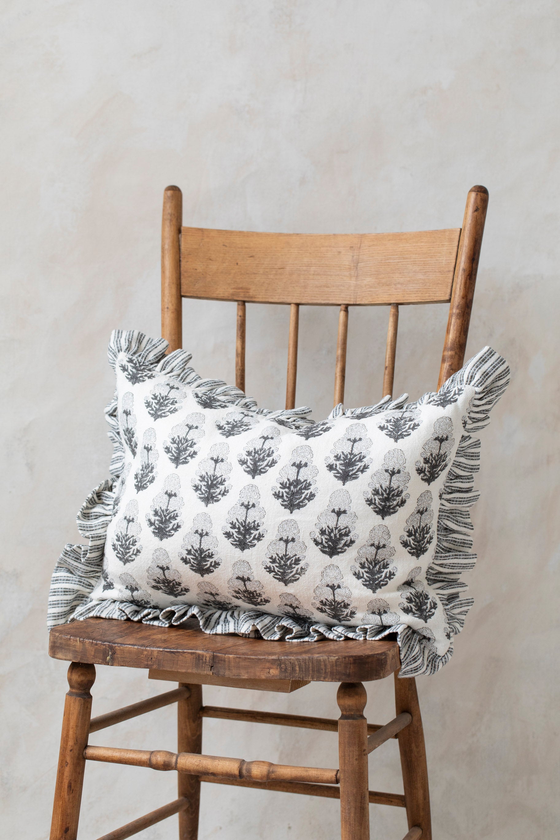 Marigold Graphite Ruffle Lumbar Pillow