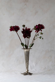 Vintage Tall Silver Embossed Vase