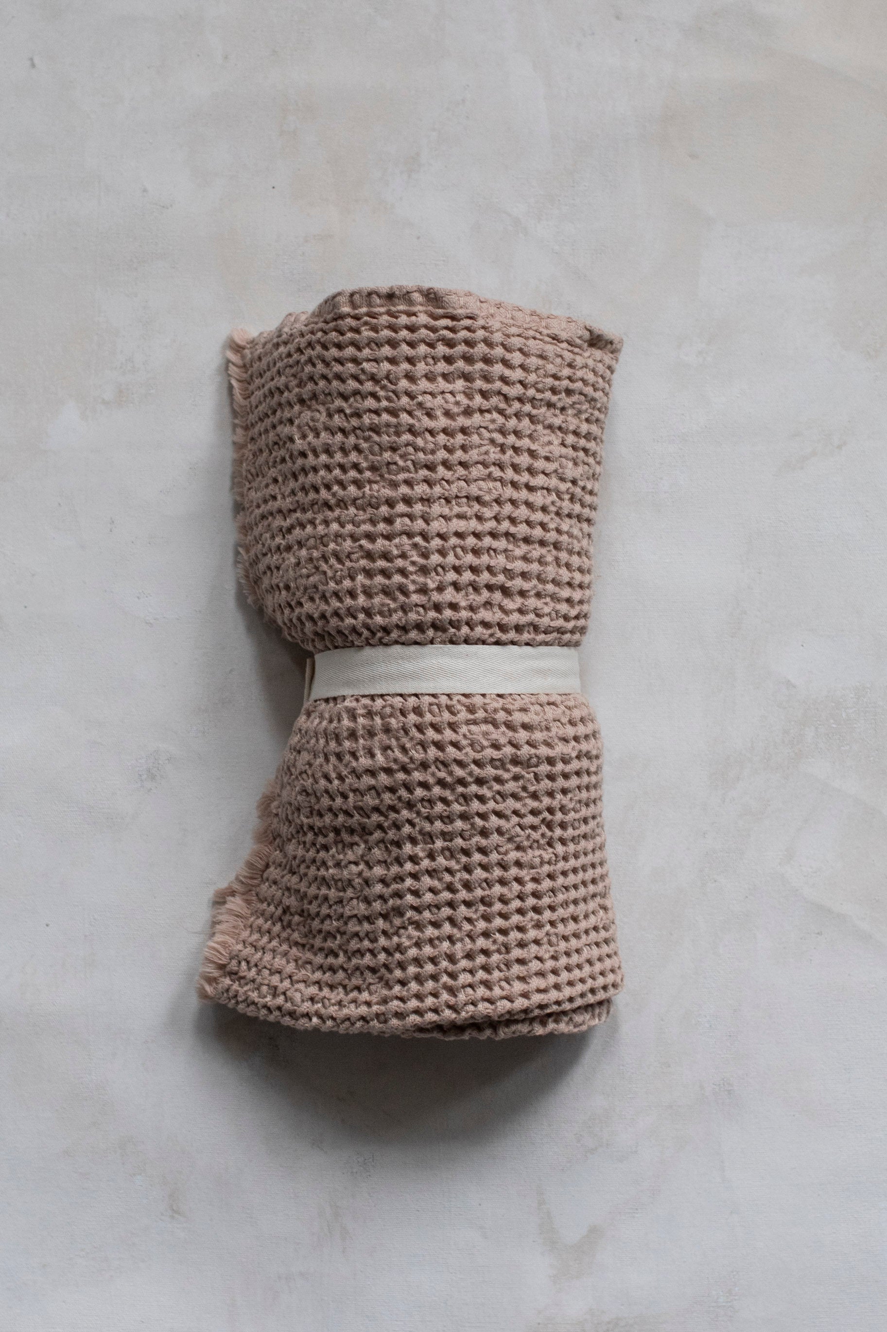Woven Cotton Linen Towel - Nude