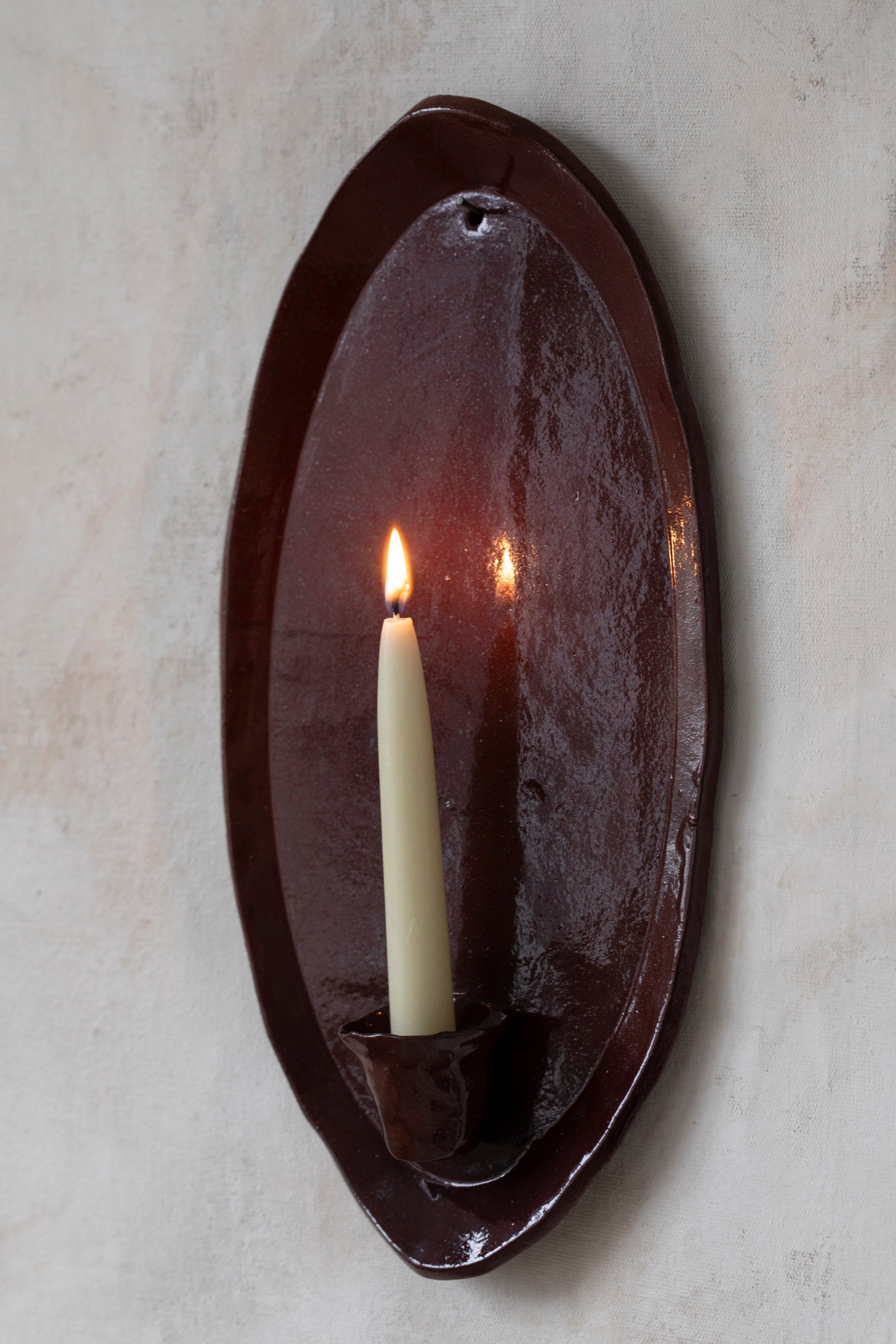 Oval Wall Sconce in Oxblood