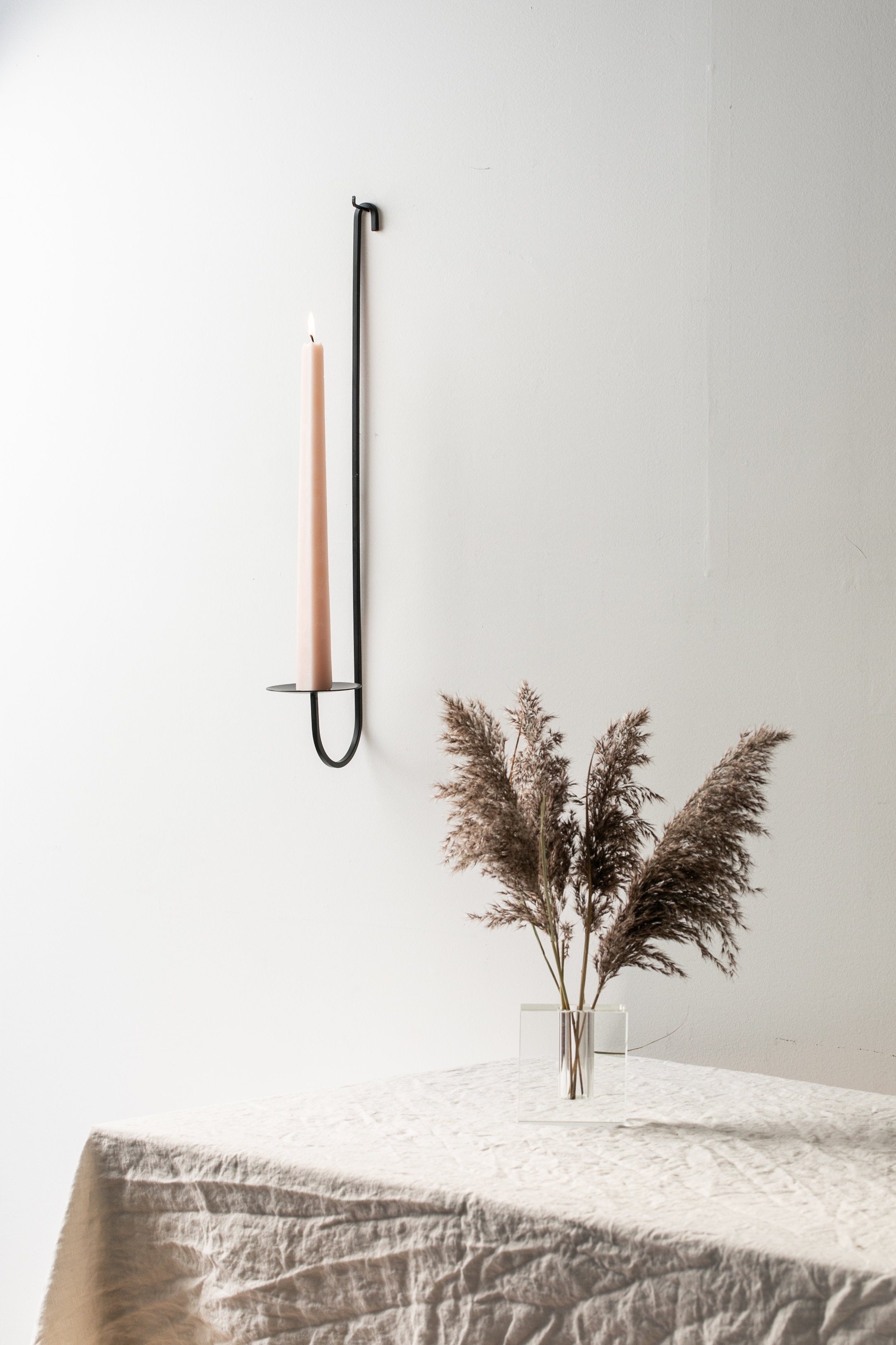 Single Arm Candle Holder - Iron - Thumbnail 2