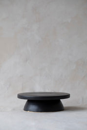 Modular Stoneware Pedestal Stand and Serving Bowl Set in Black
