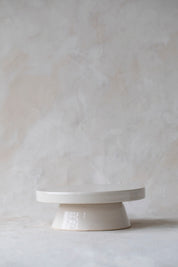 Modular Stoneware Pedestal Stand and Serving Bowl Set in White