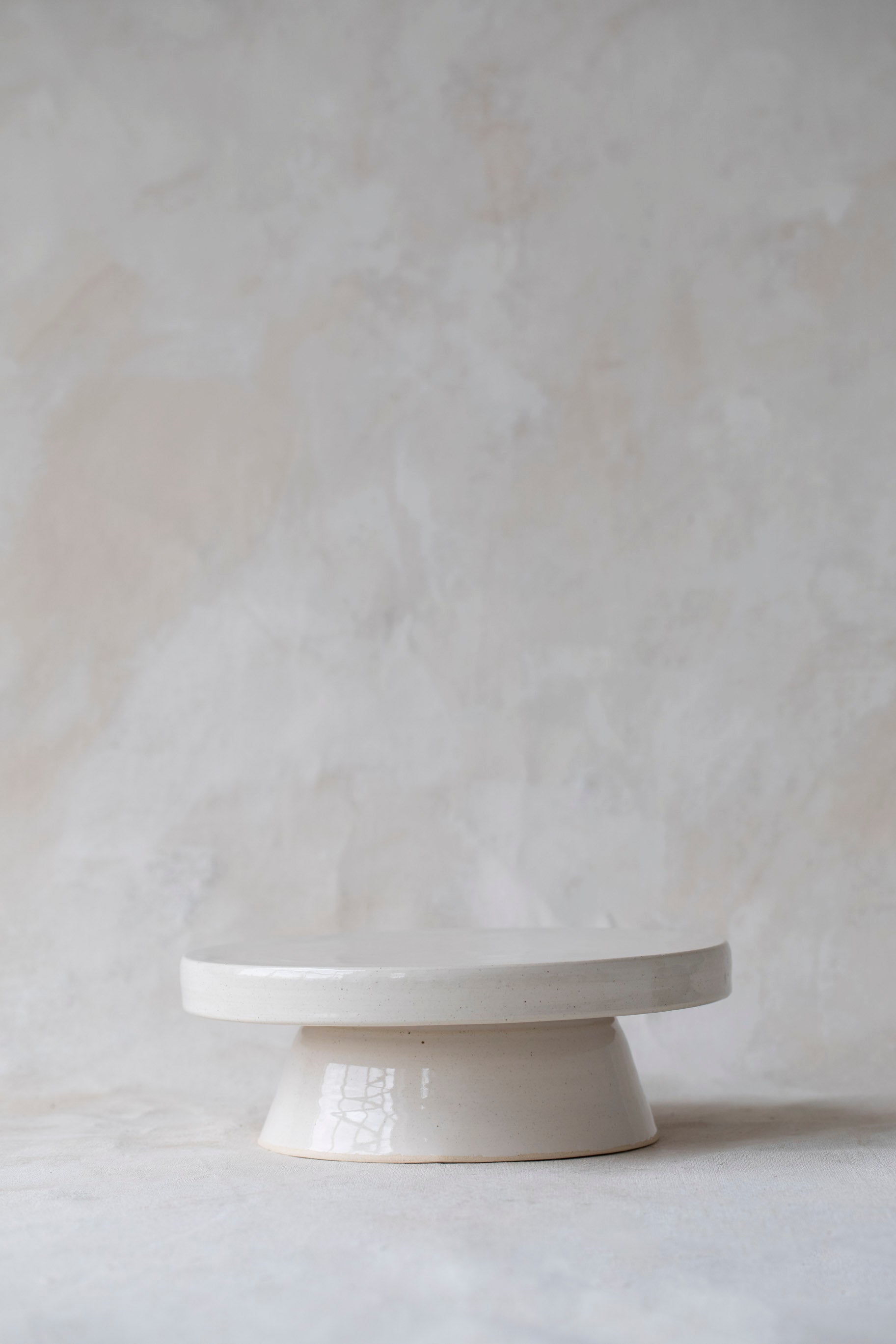 Modular Stoneware Pedestal Stand and Serving Bowl Set in White