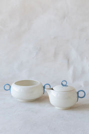 Vintage Porcelain Cream and Sugar Bowl Set