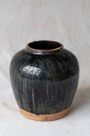Vintage Red Clay Blue Pot - Large