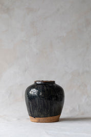 Vintage Red Clay Blue Pot - Large