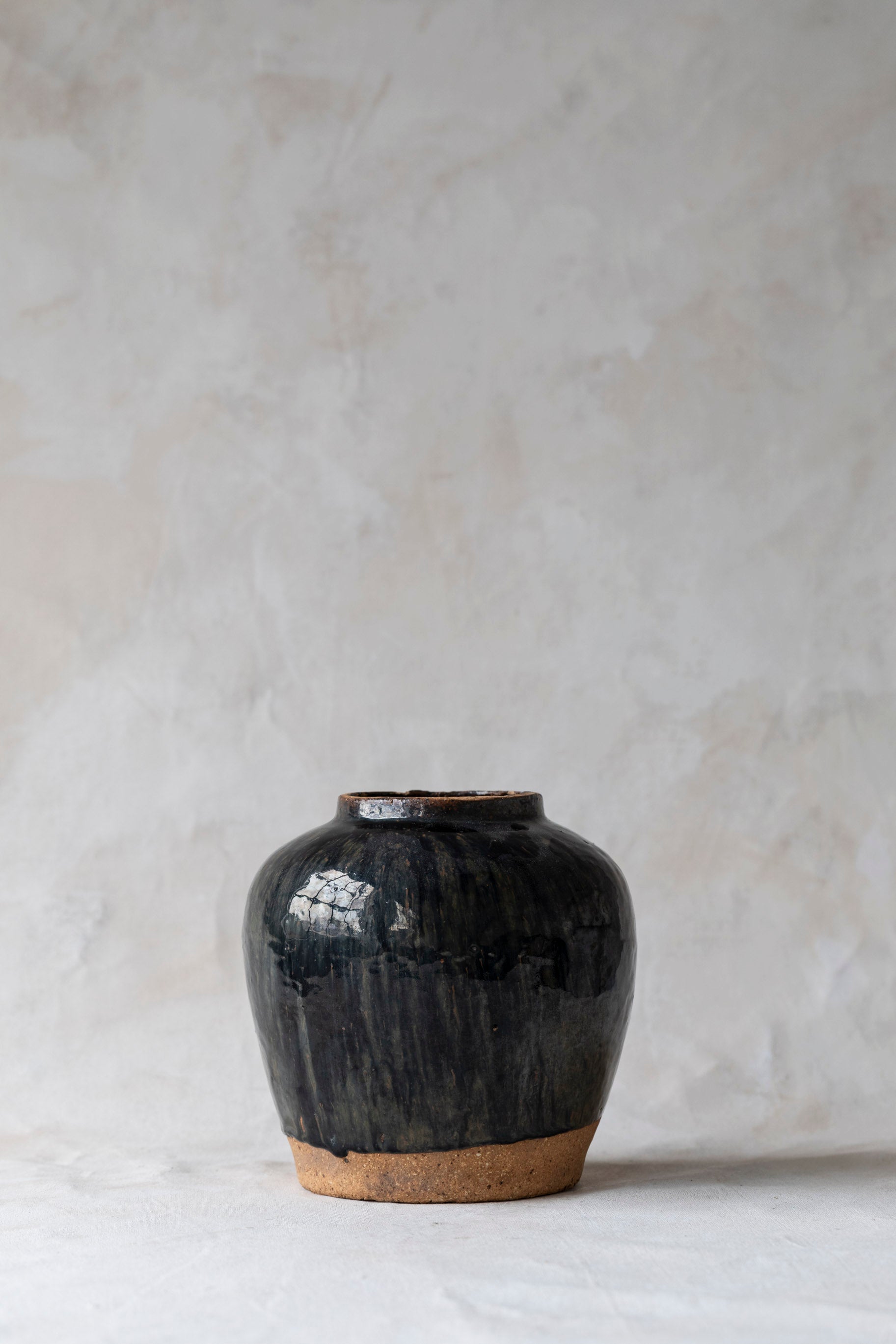 Vintage Red Clay Blue Pot - Large
