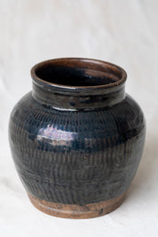 Vintage Red Clay Blue Pot - Medium