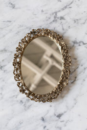 Vintage Brass Dogwood Mirror