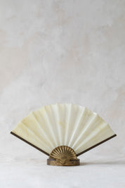 Vintage Lucite Fan Tealight Holder with Brass Shell Base