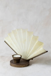 Vintage Lucite Fan Tealight Holder with Brass Shell Base