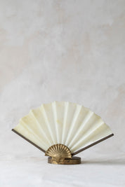 Vintage Lucite Fan Tealight Holder with Brass Shell Base