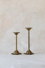Vintage Brass Flower Candlesticks