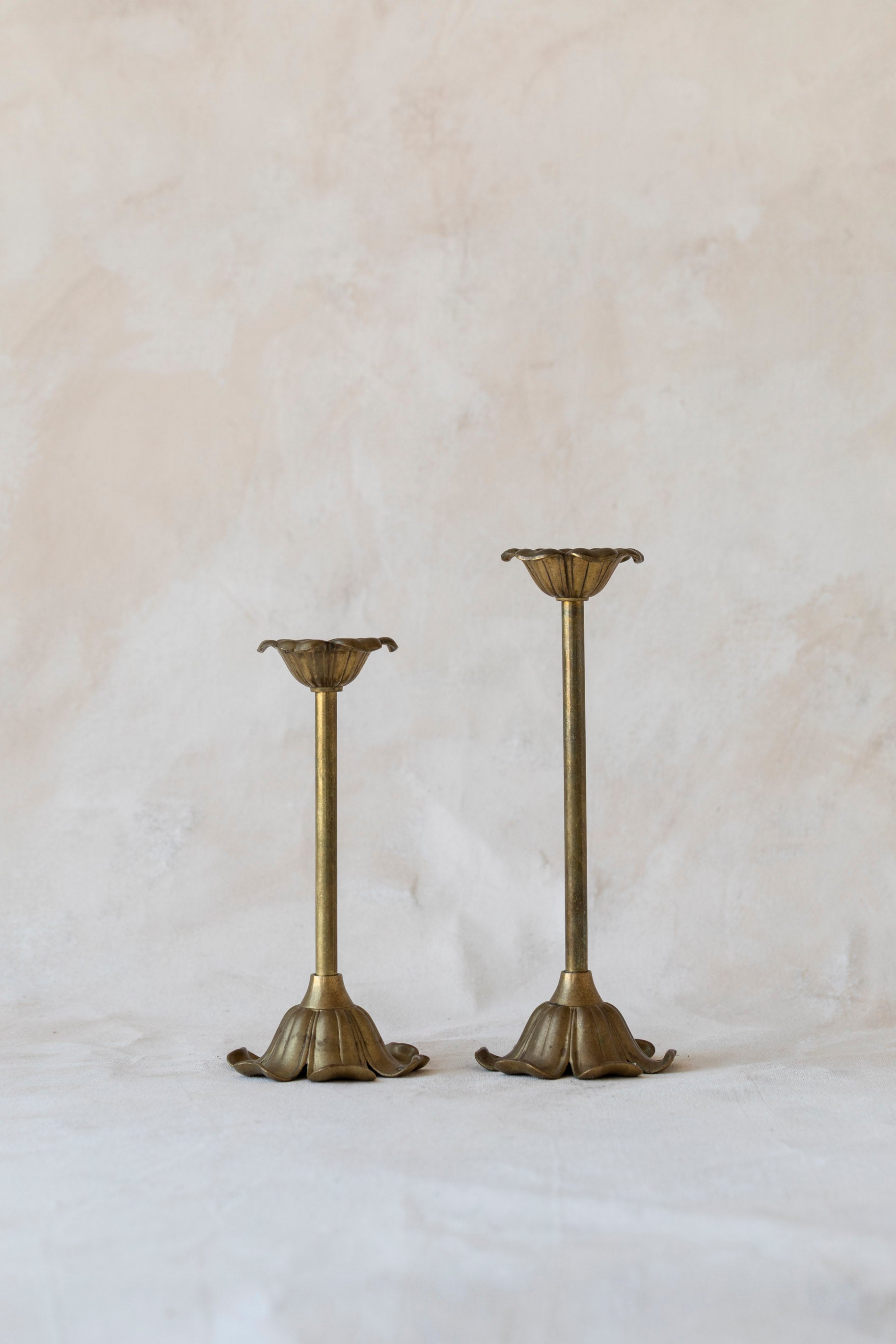 Vintage Brass Flower Candlesticks