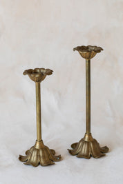 Vintage Brass Flower Candlesticks