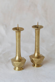 Vintage Brass Hexagonal Candlesticks
