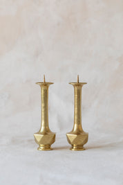 Vintage Brass Hexagonal Candlesticks