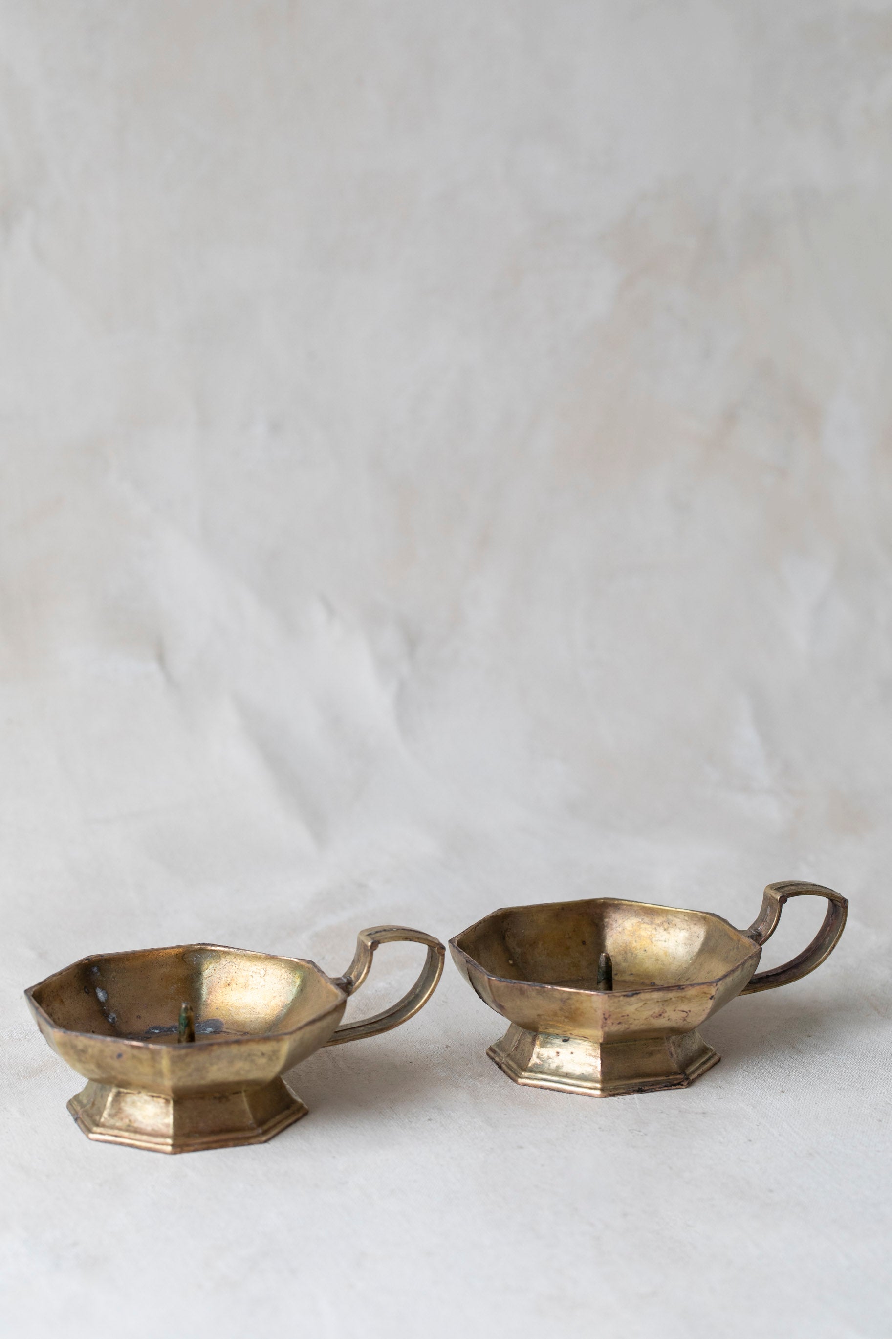 Vintage Brass Octagonal Chambersticks