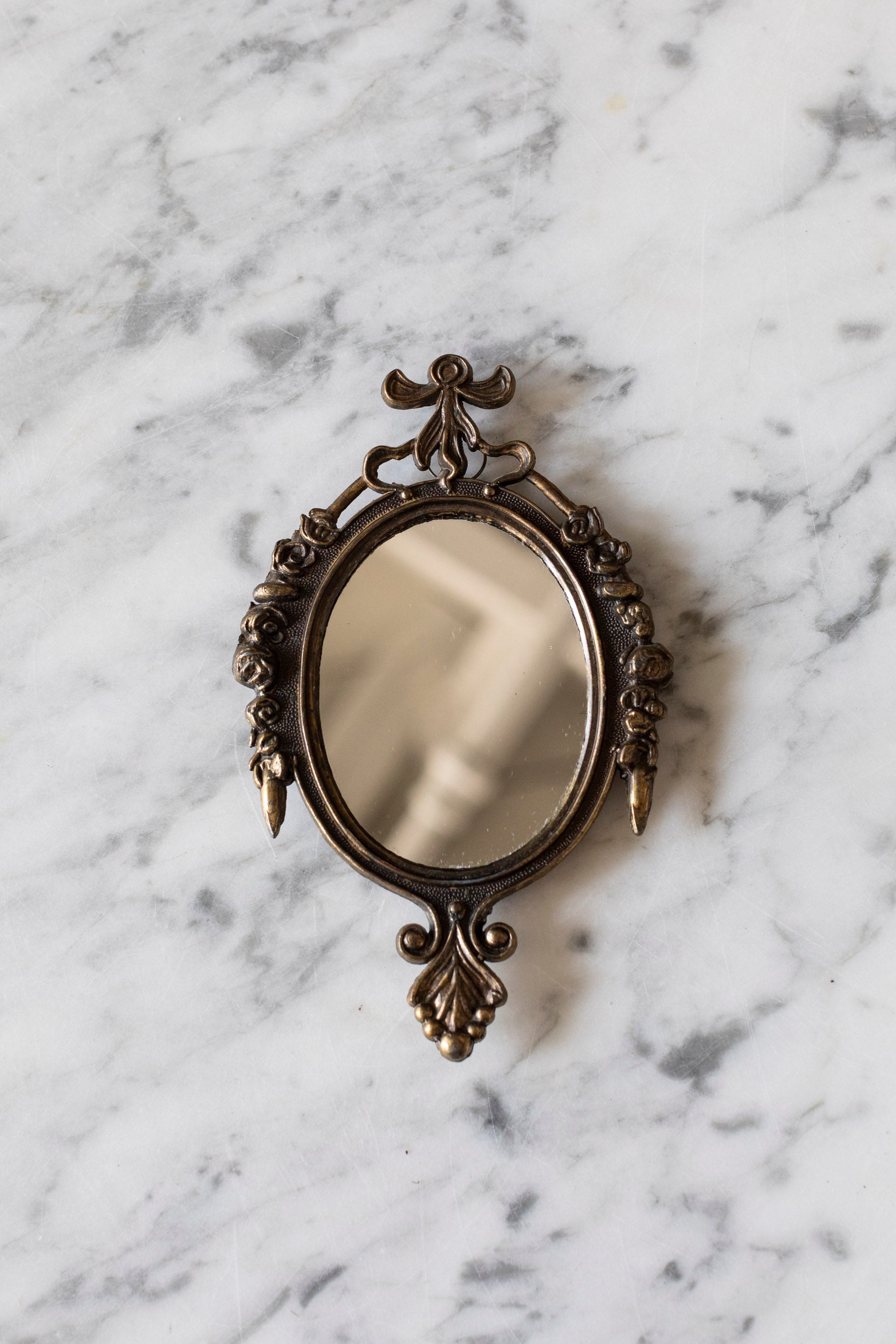 Vintage Petite Brass Mirror