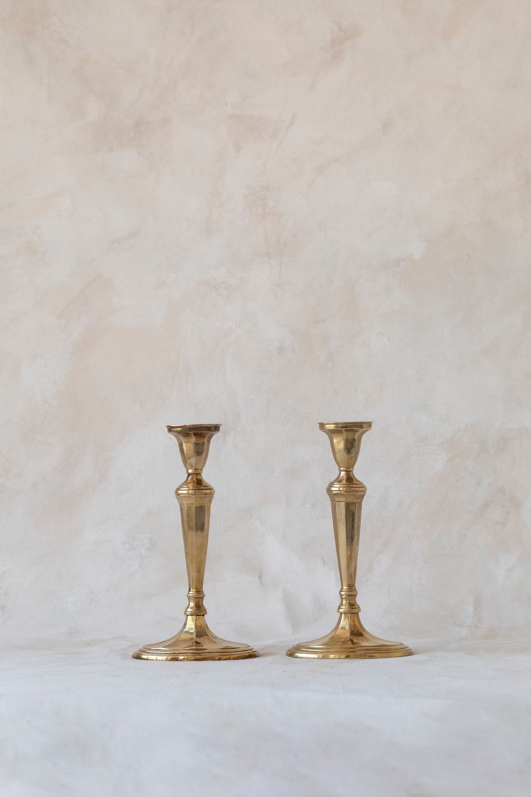 Vintage Brass Oval Bottom Candle Holders