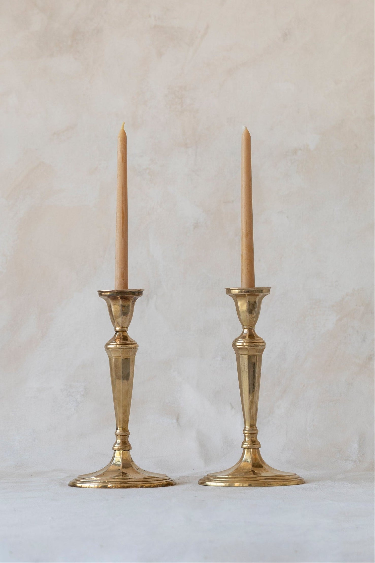 Vintage Brass Oval Bottom Candle Holders
